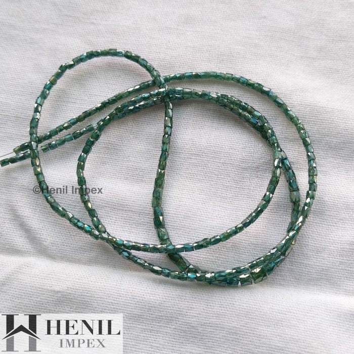 15.00 Ct Natural Blue Polished Pipe Tube Loose Diamonds Beads 16" Strand Necklace 1.50 to 2.00 MM Size