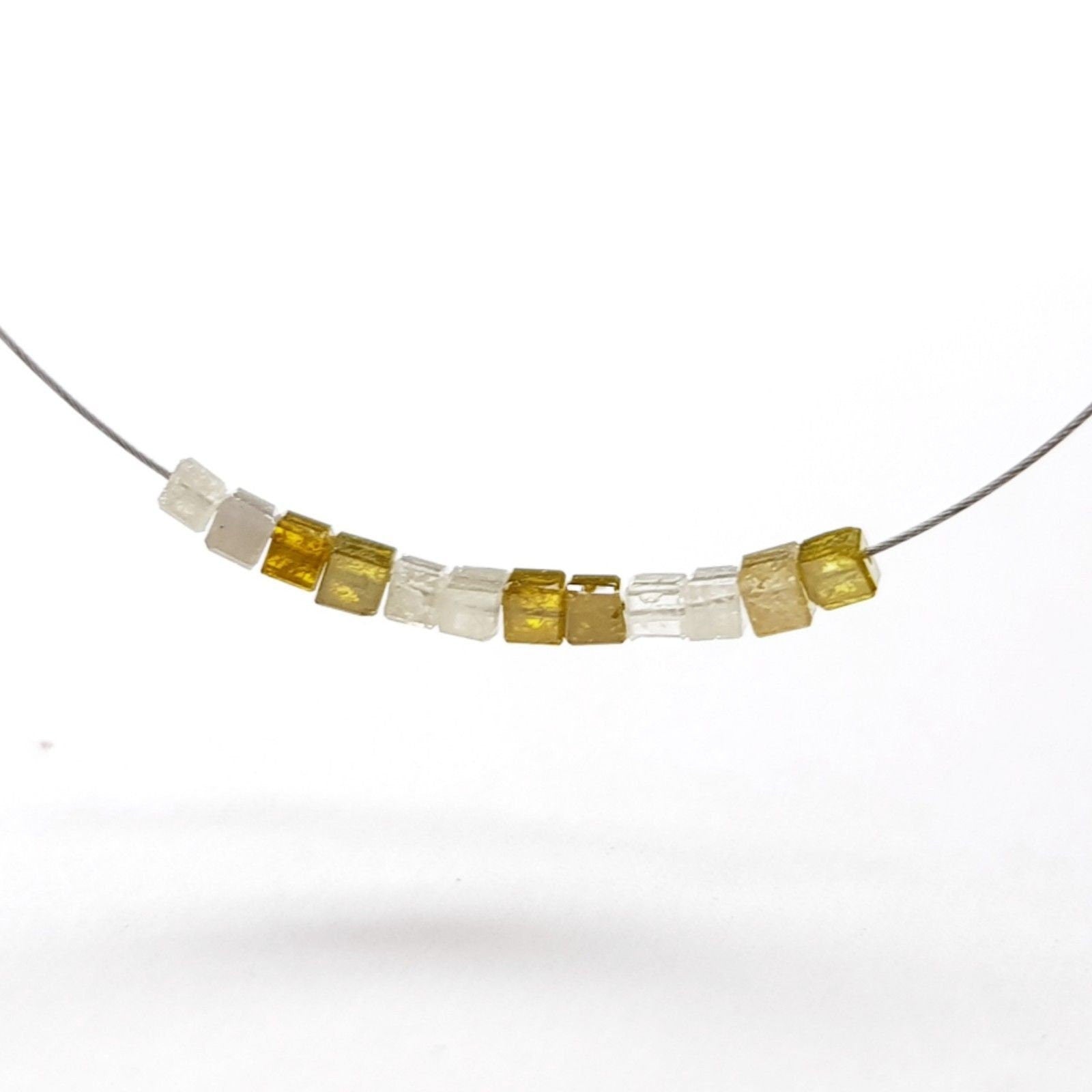 2.00 TCW Lot 1.50 to 2.00 MM Fancy Yellow Gray Color Polished Cube Loose Diamonds Beads with Drilled Hole