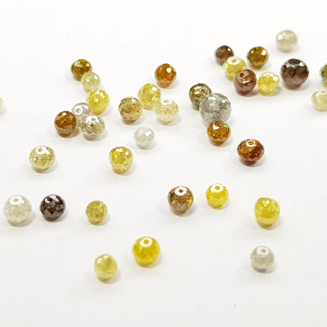 5.00 Ct Natural Yellow White Gray Light Reddish Round Ball's Loose Diamond Beads wt Drilled