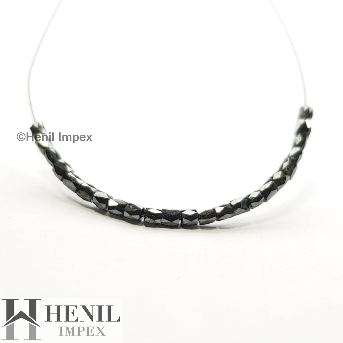 3.00 Ct Fancy Black Color Tube Loose Diamond Beads wt Drilled Hole For Strand Necklace