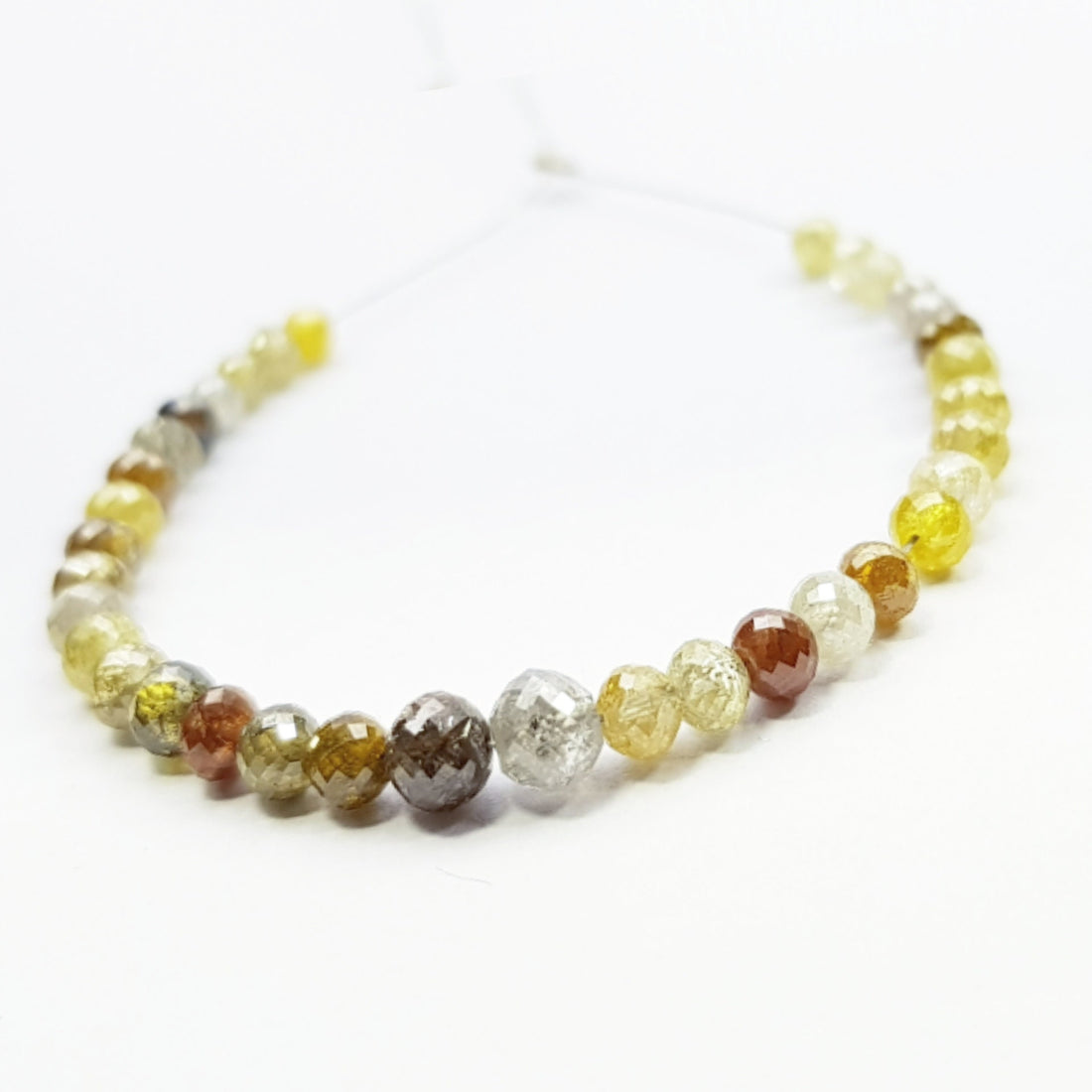 12 ct 2.5 to 3.0 mm Natural Multi Color Round Ball's Diamond Beads 6.50" Bracelet wt Silver Clasp