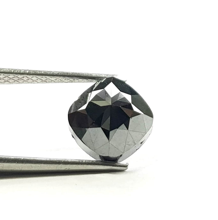 2.48 Ct Natural Black Cushion Cut Diamond - Fancy Color Diamond - Single Pcs Black Rose Cut Diamond - Natural Diamond - Black Loose Diamond