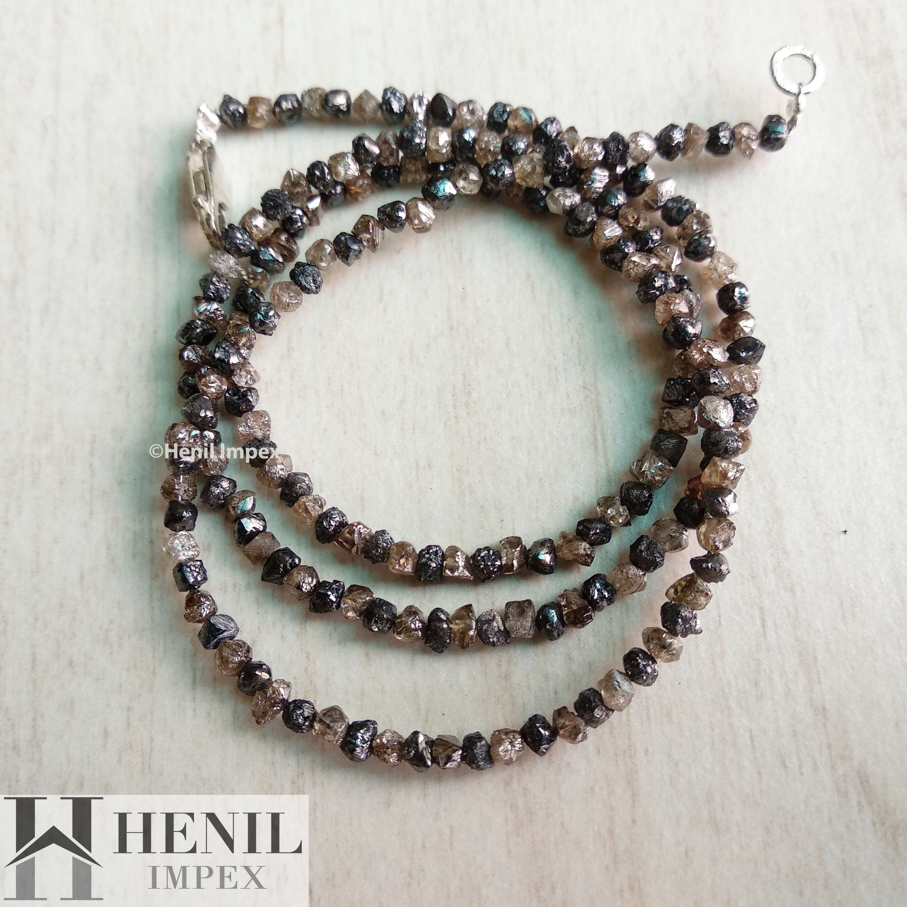 22 Carat Natural Brown Black Diamond Beads Strand, Rough Diamond Beads 2.5 mm-3 mm 16" long strand necklace