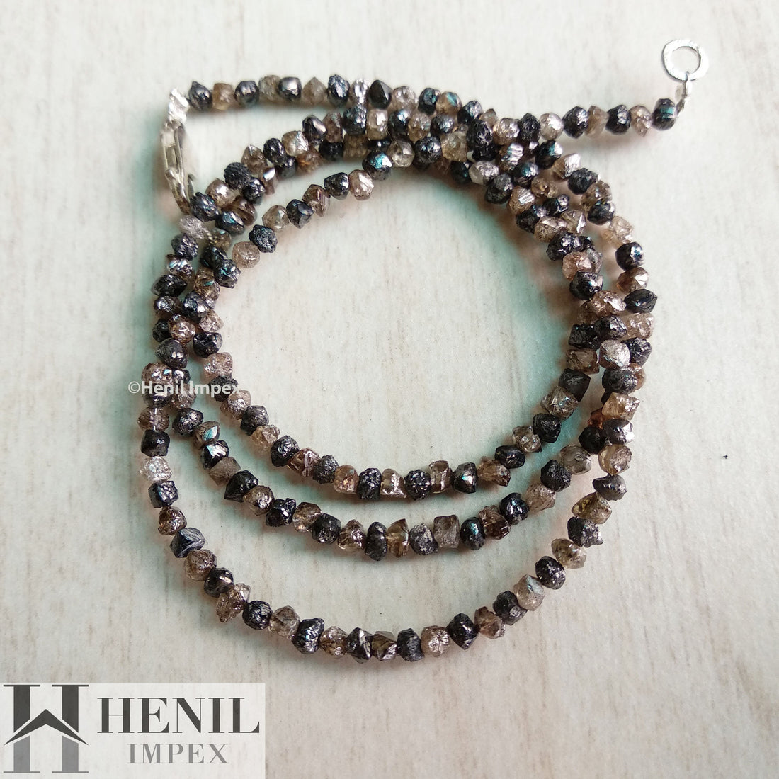 22 Carat Natural Brown Black Diamond Beads Strand, Rough Diamond Beads 2.5 mm-3 mm 16" long strand necklace