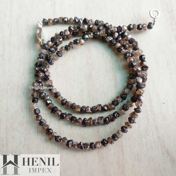 22 Carat Natural Brown Black Diamond Beads Strand, Rough Diamond Beads 2.5 mm-3 mm 16" long strand necklace