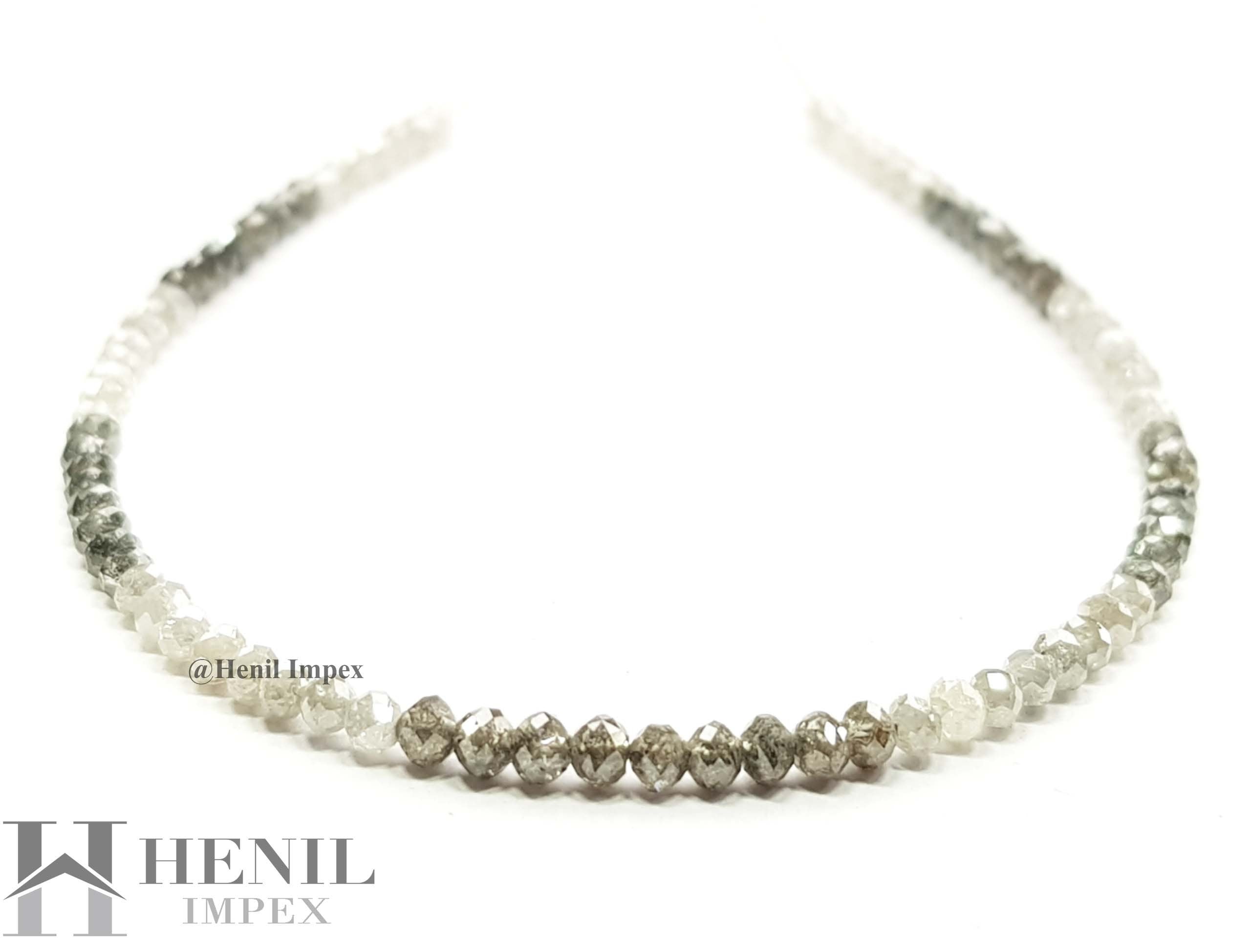 9.00 Ct Superb Quality Brown and White Polished Loose Diamond Beads Diamond 7" Bracelet With Silver Clasp