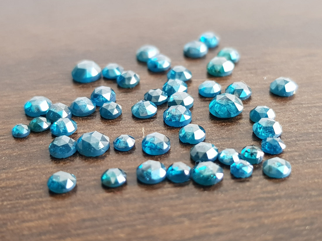 Natural Blue Loose Round Rose Cut Diamonds 1.00 Carat Lot 1.50 to 2.50 MM Size for Jewelry