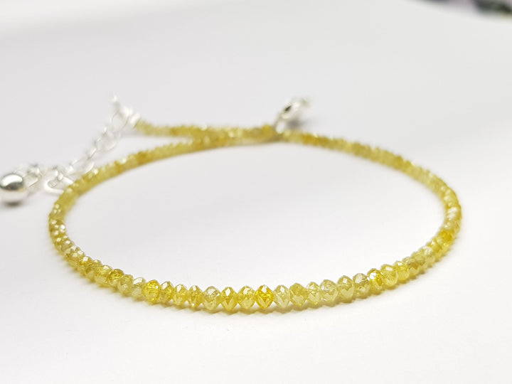 Natural Yellow Color Sparkling Round Diamonds Beads 7 Inch Bracelet 7.00 Cts