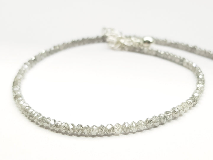 Salt and Pepper Diamonds Beads, Gorgeous Fancy Grey Round Diamonds Beads 7 Inch Bracelet 7.00 Carat
