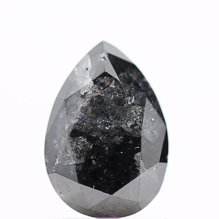 0.82 Ct,Natural Loose Diamond,Pear Cut Diamond,Salt And Pepper Diamond,Black Gray Color Diamond For Jewelry Making,7.30 x 5.20 x 2.80 MM