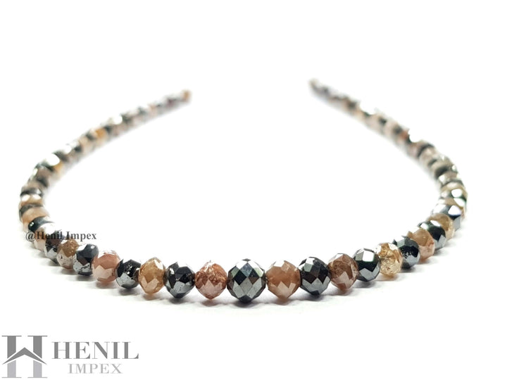 9.00 Ct Natural Red Black Color Round Polished Loose Diamond Beads 7" Bracelet Silver Lock