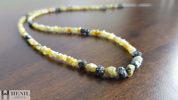30.00 Ct Unique Yellow Rough Diamond, Earth Mined Raw Uncut Loose Diamond, 2.00-3.50 mm Size 16" Strand Chain Necklace, Conflict Free Rough Diamonds