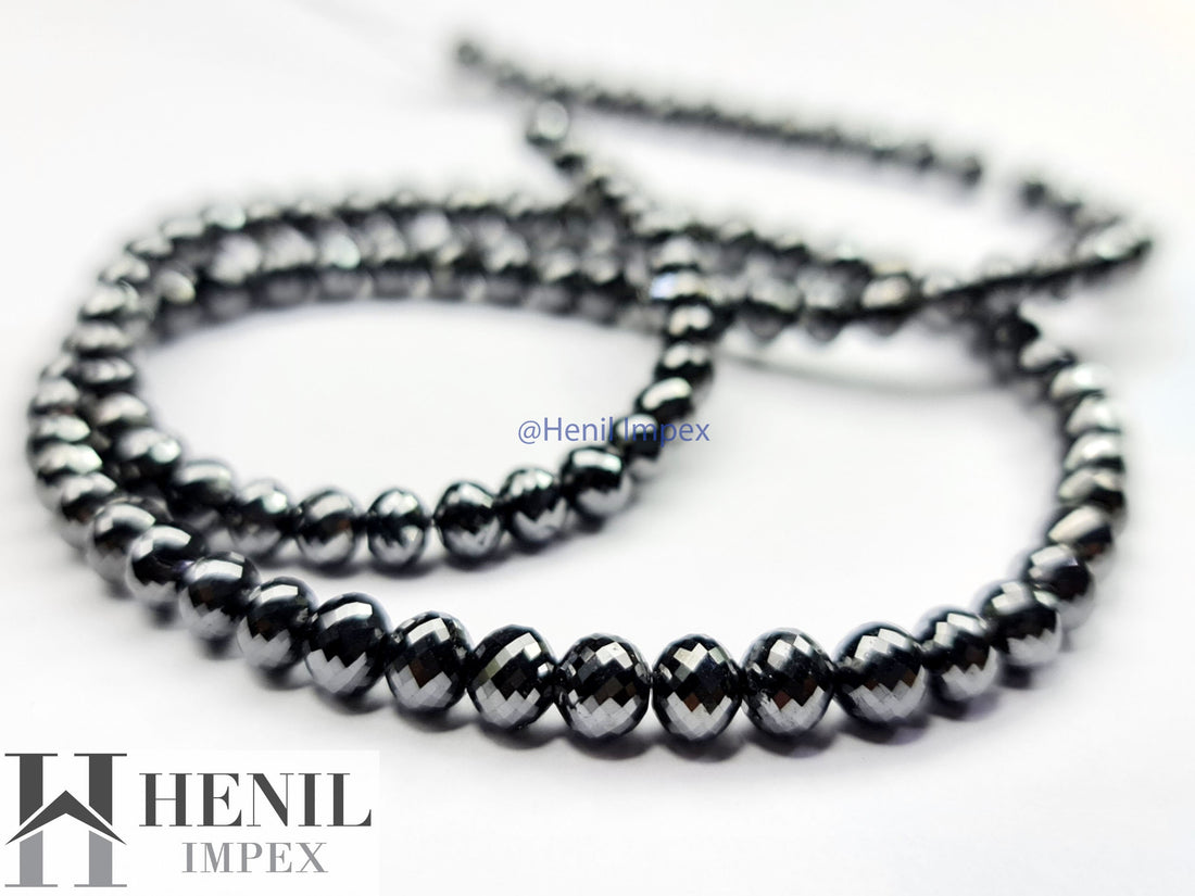 3.00 MM Each Natural Black Round Ball's Cut Loose Diamonds Beads For Strand Necklace Chain, 10 Pcs.