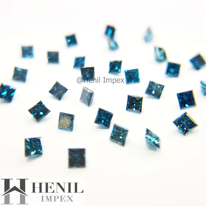 Natural Loose Blue Princess Cut Diamond - Fancy Blue Color VS-SI Clarity Princess Cut Diamond, Princess Diamond, 1.75 MM Pick Any Lot