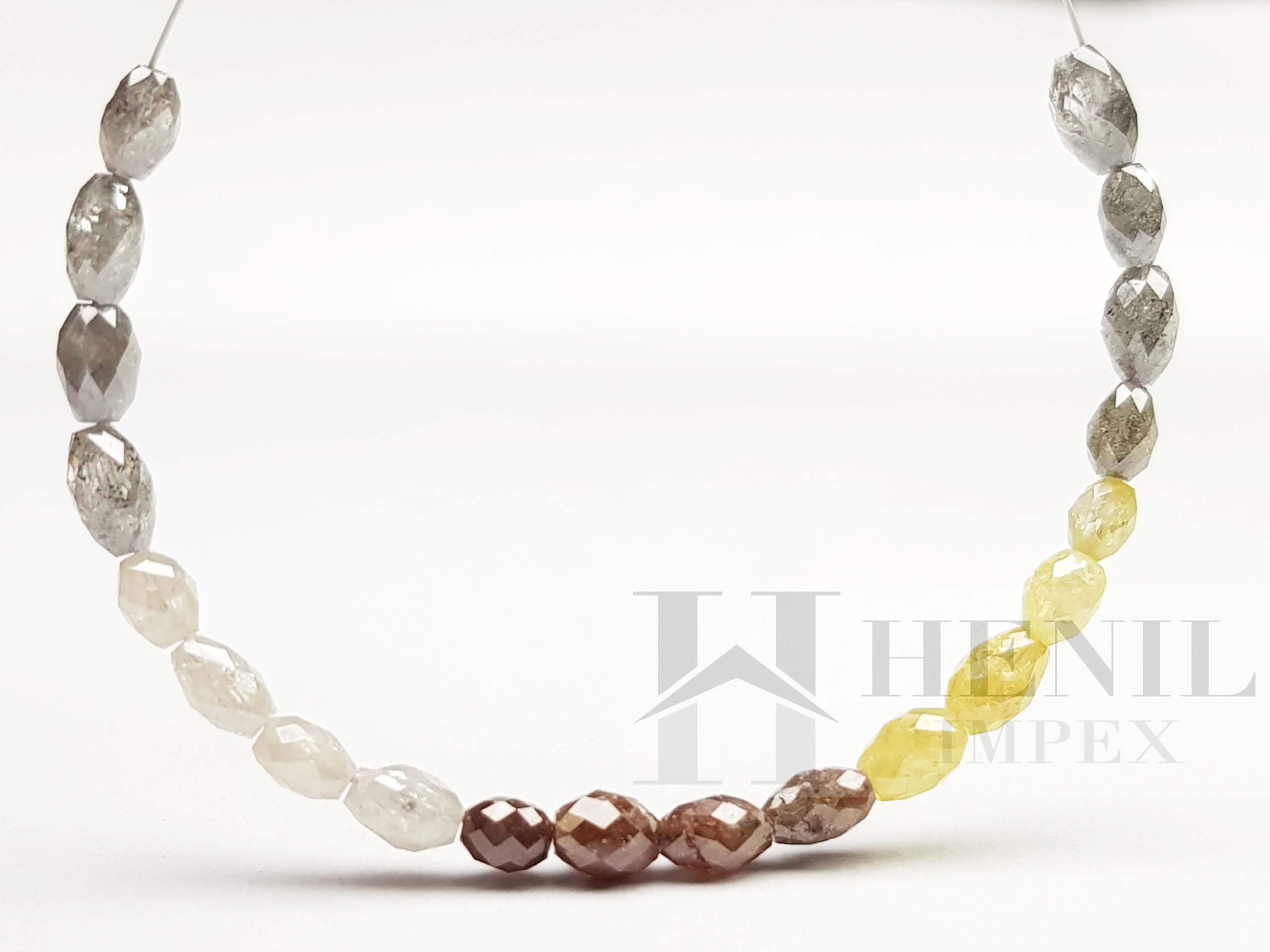 5.00 Ct Natural Multi Color Drum Cut Polished Loose Diamond Beads wt Drilled Hole for Jewelry