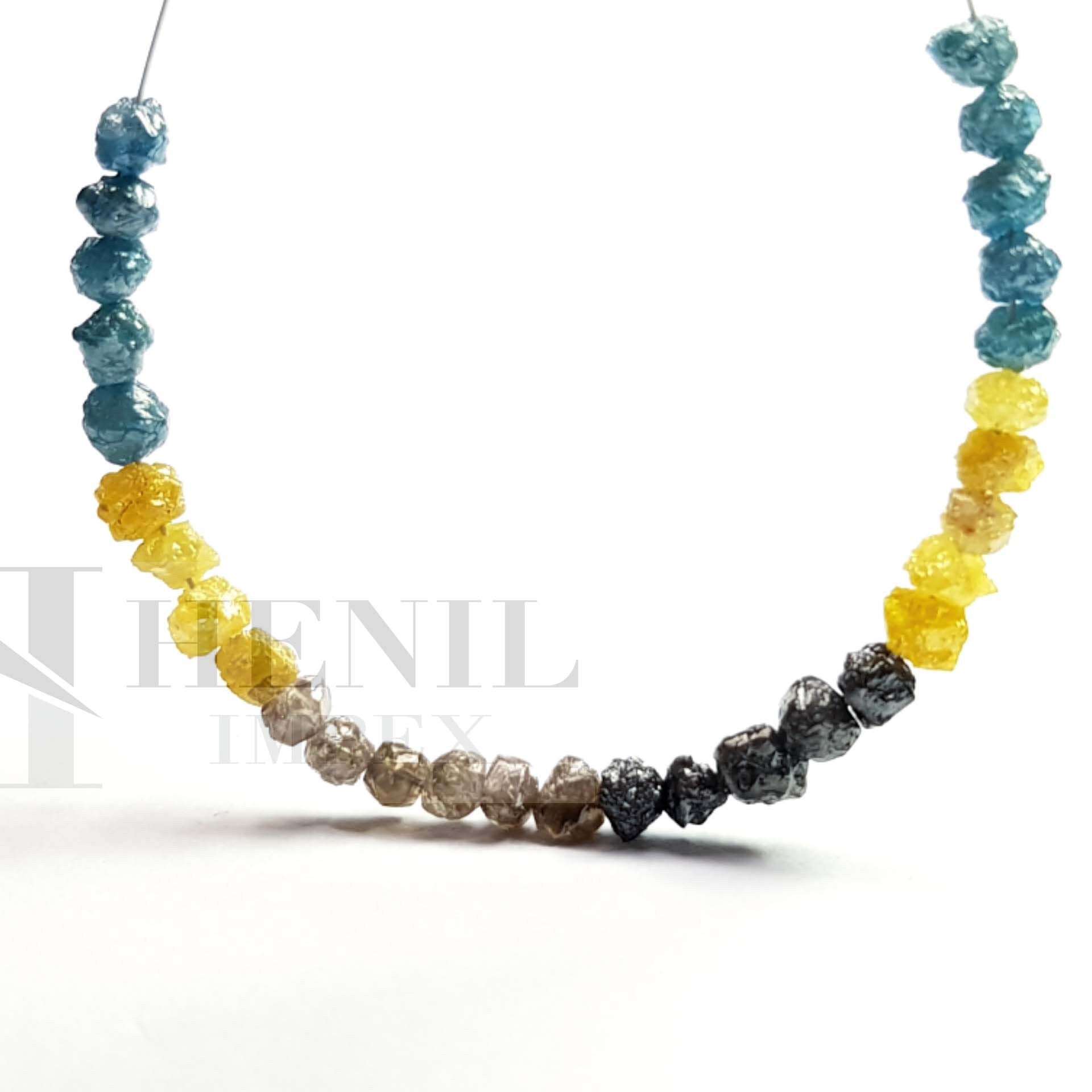8.00 Ct Natural Multi Color Rough Loose Diamond Beads 1.75 mm to 2.50 mm 6.50" Bracelet Chain wt Silver Clasp