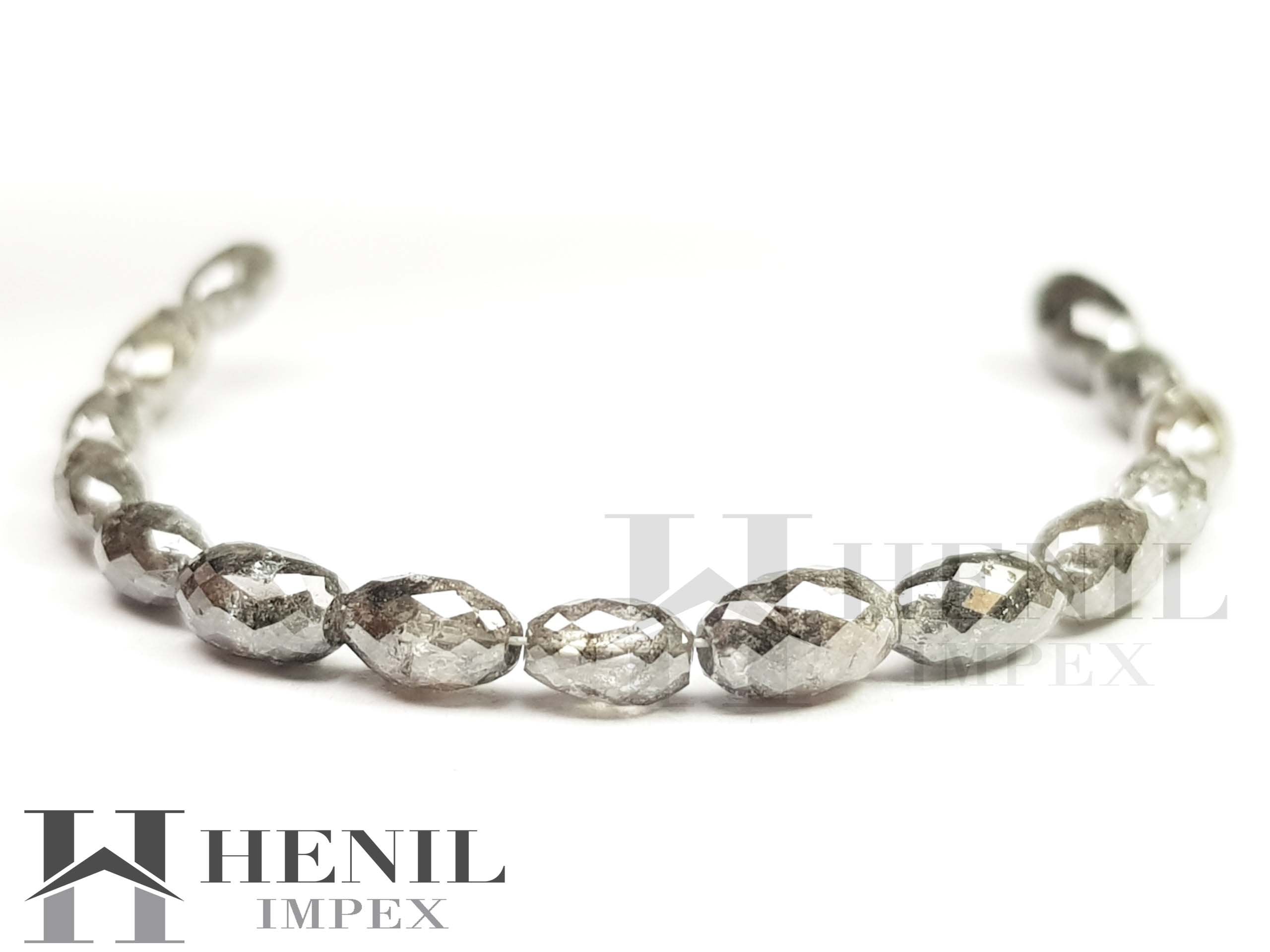 Salt and Pepper Diamond, 5.00 Ct Natural Gray Color Drum Cut Polished Loose Diamond Beads wt Drilled Hole for Jewelry