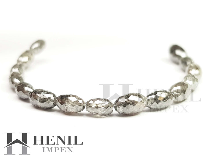 Salt and Pepper Diamond, 5.00 Ct Natural Gray Color Drum Cut Polished Loose Diamond Beads wt Drilled Hole for Jewelry