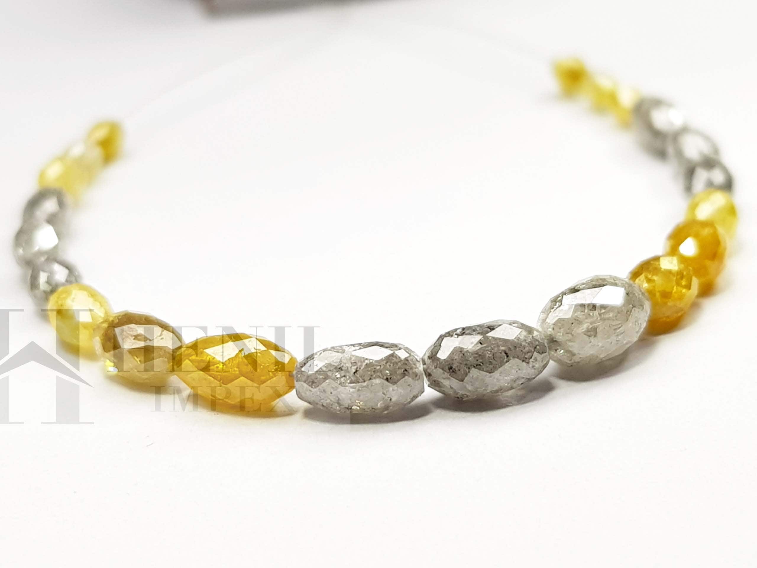 5.00 Ct 3.00-4.00 MM Natural Yellow Gray Color Polished Drum Cut Loose Diamond Beads wt Drilled Hole for Jewelry