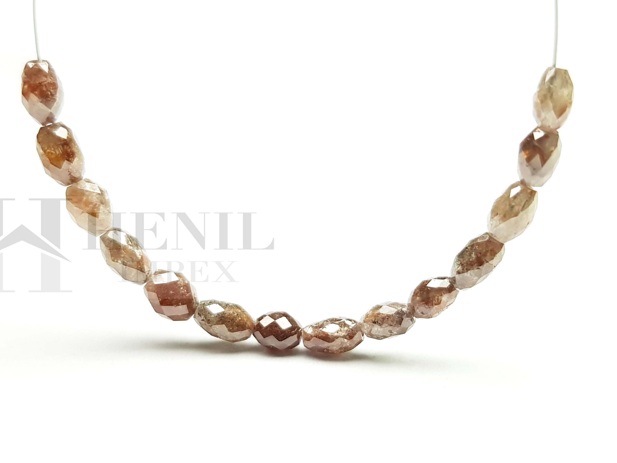 5.00 Ct 3.00-4.00 MM Natural Reddish Color Drum Cut Polished Loose Diamond Beads wt Drilled Hole