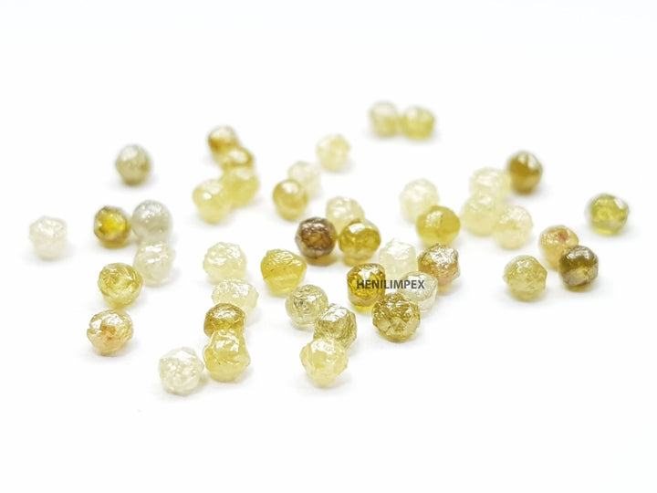 1.00 Ct 1.50-2.00 MM Natural Yellow Color Roundish Raw Rough Loose Diamond for Jewelry