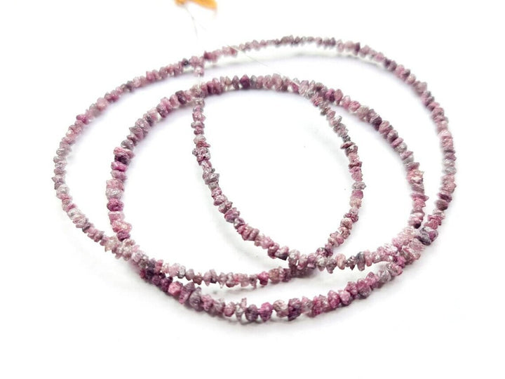 20.00 Ct Fancy Pink Color Raw Uncut Rough Loose Diamonds Beads 16" Strand Necklace wt Silver Clasp