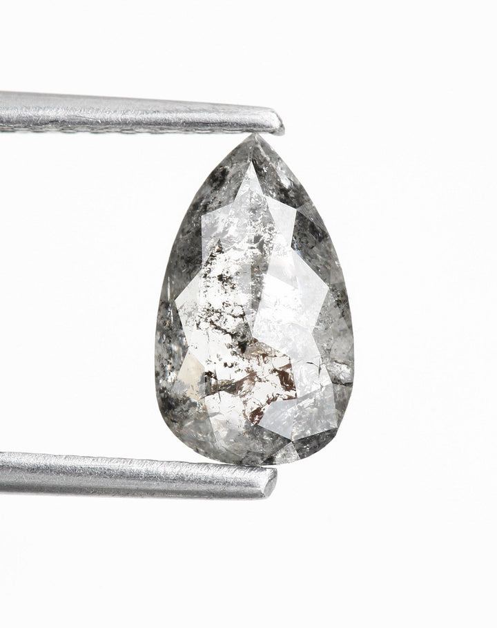 Salt And Pepper Diamond | 0.87 Ct Sparkle Grey Pear Cut Diamond | Natural Loose Earth Mined Diamond For Engagement & Wedding Ring