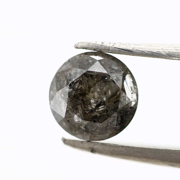 Salt and Pepper Diamond, Fancy Gray Color Round Brilliant Cut Diamond, Natural Loose Diamond for Engagement Ring 0.79 Ct Earth Mined Diamond