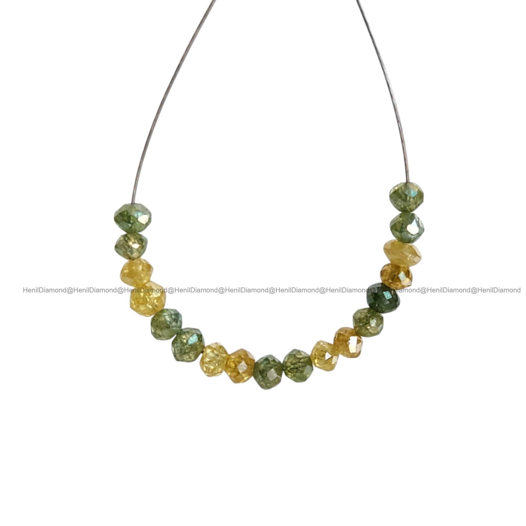 1.04 Ct Lot 1.50 to 2.00 MM Natural Yellow Green Polished Round Loose Diamonds Beads wt Drilled Hole for Bracelet