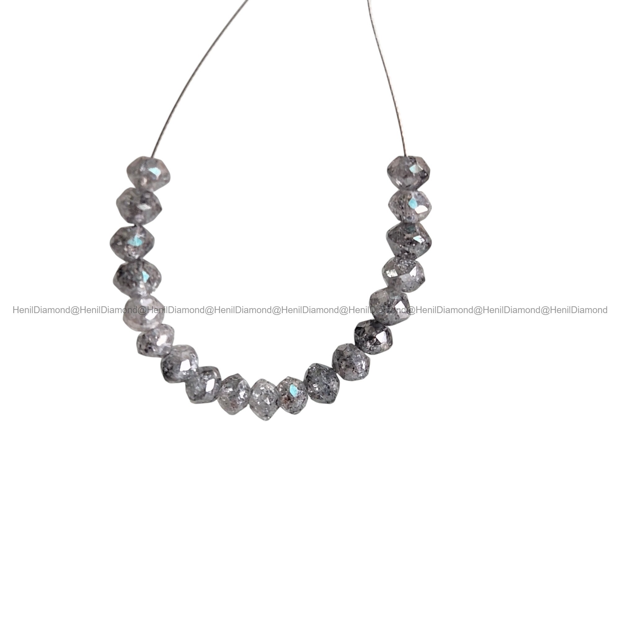 1.00 Carat Natural Gray Faceted Round Diamond Beads with Drilled Hole | 2.00-3.00 MM Loose Diamonds for Jewelry Making
