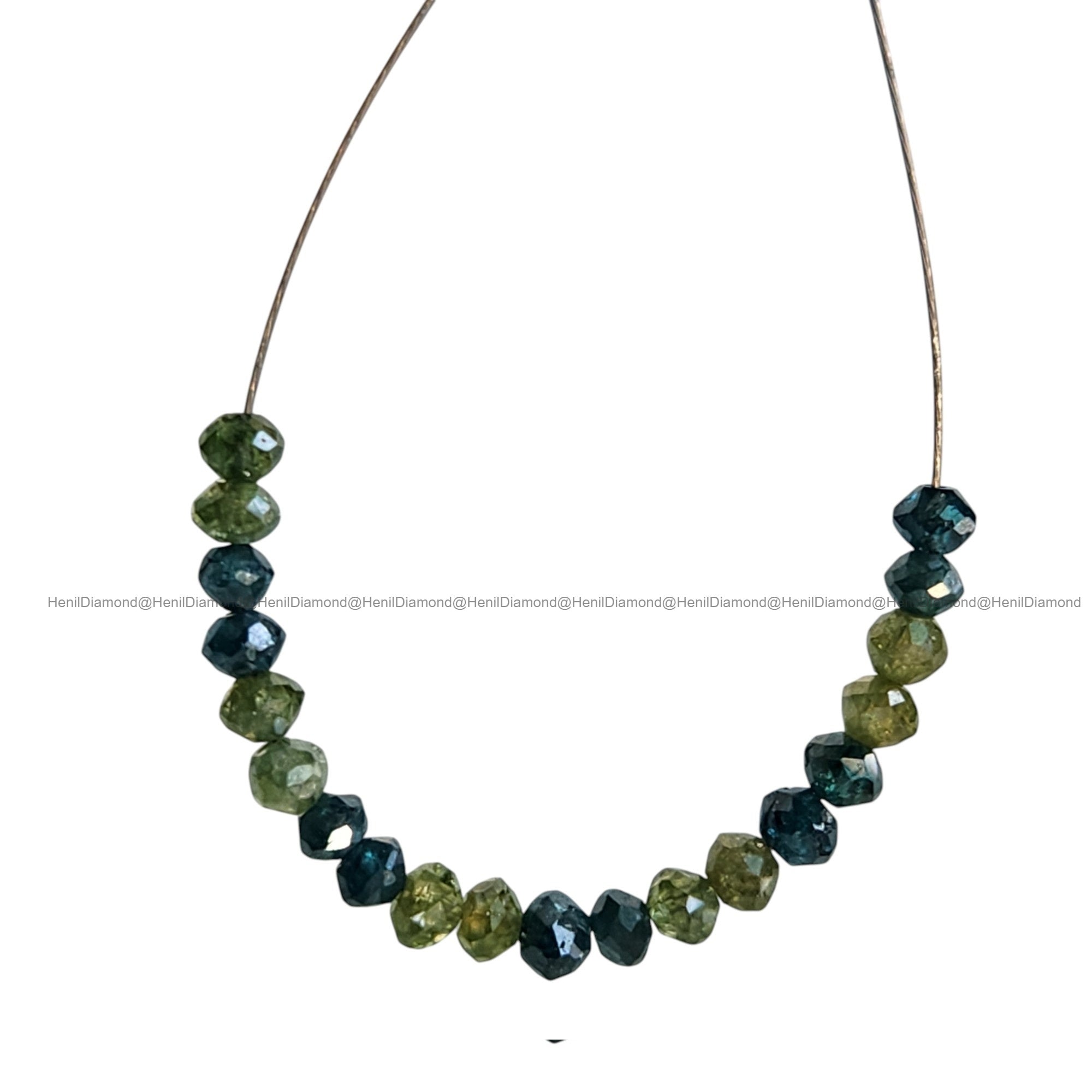 1.05 Ct Lot 1.50 to 2.00 MM Natural Green Blue Polished Round Loose Diamonds Beads wt Drilled Hole for Necklace