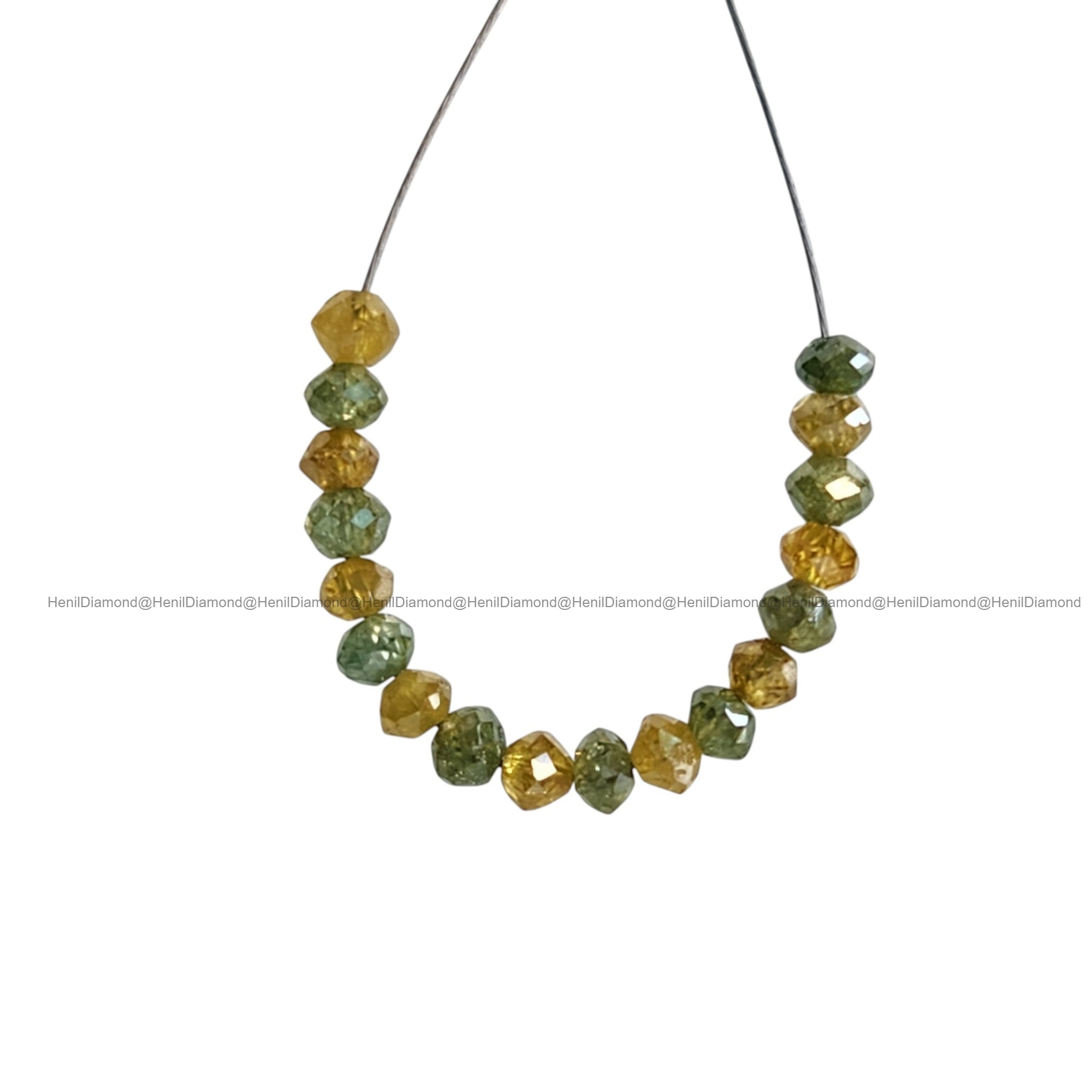 1.03 Ct Lot 1.50 to 2.00 MM Fancy Yellow Green Color Polished Round Loose Diamonds Beads wt Drilled Hole for String