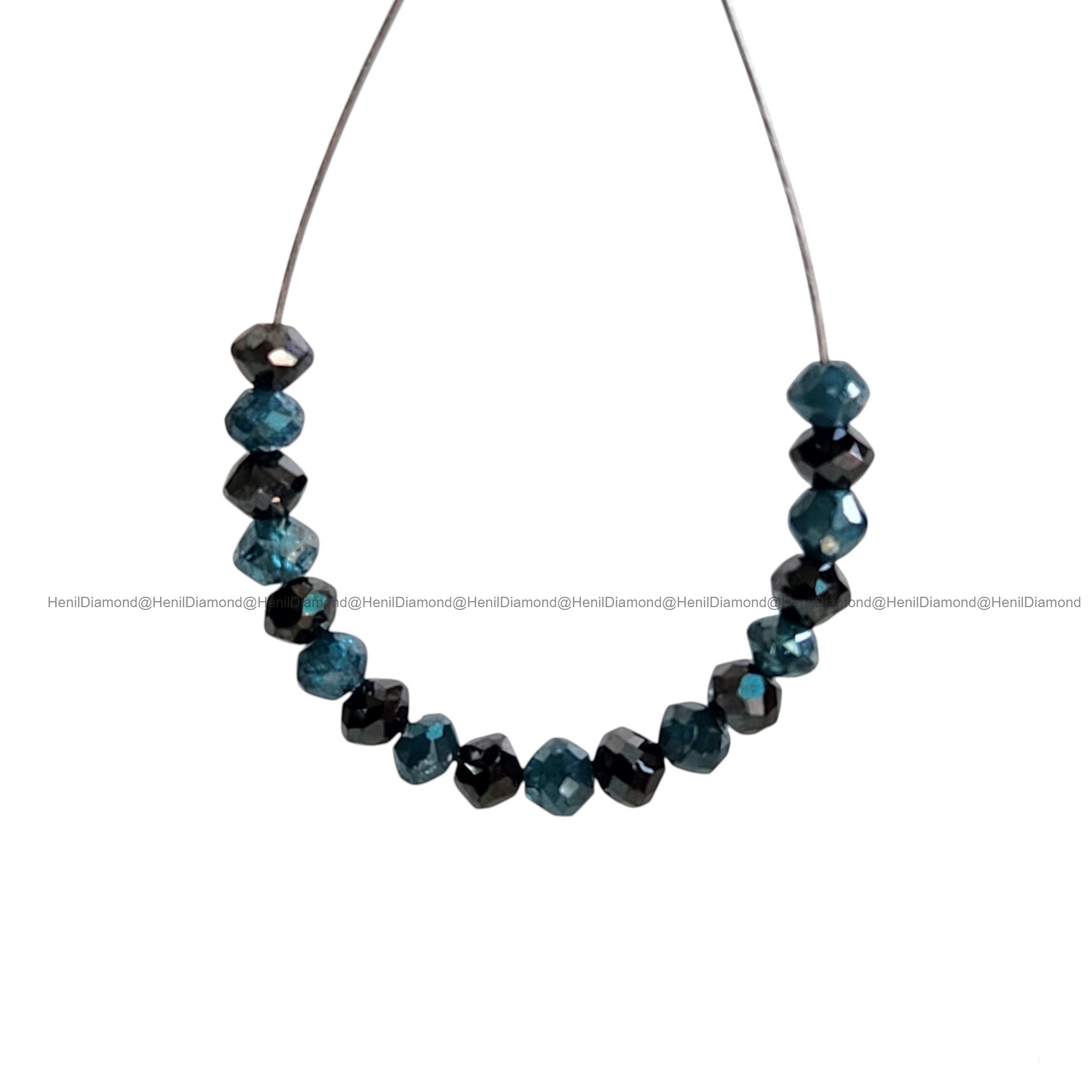 1.02 Ct Lot 1.50 to 2.00 MM Natural Blue Black Polished Round Loose Diamonds Beads wt Drilled Hole for String