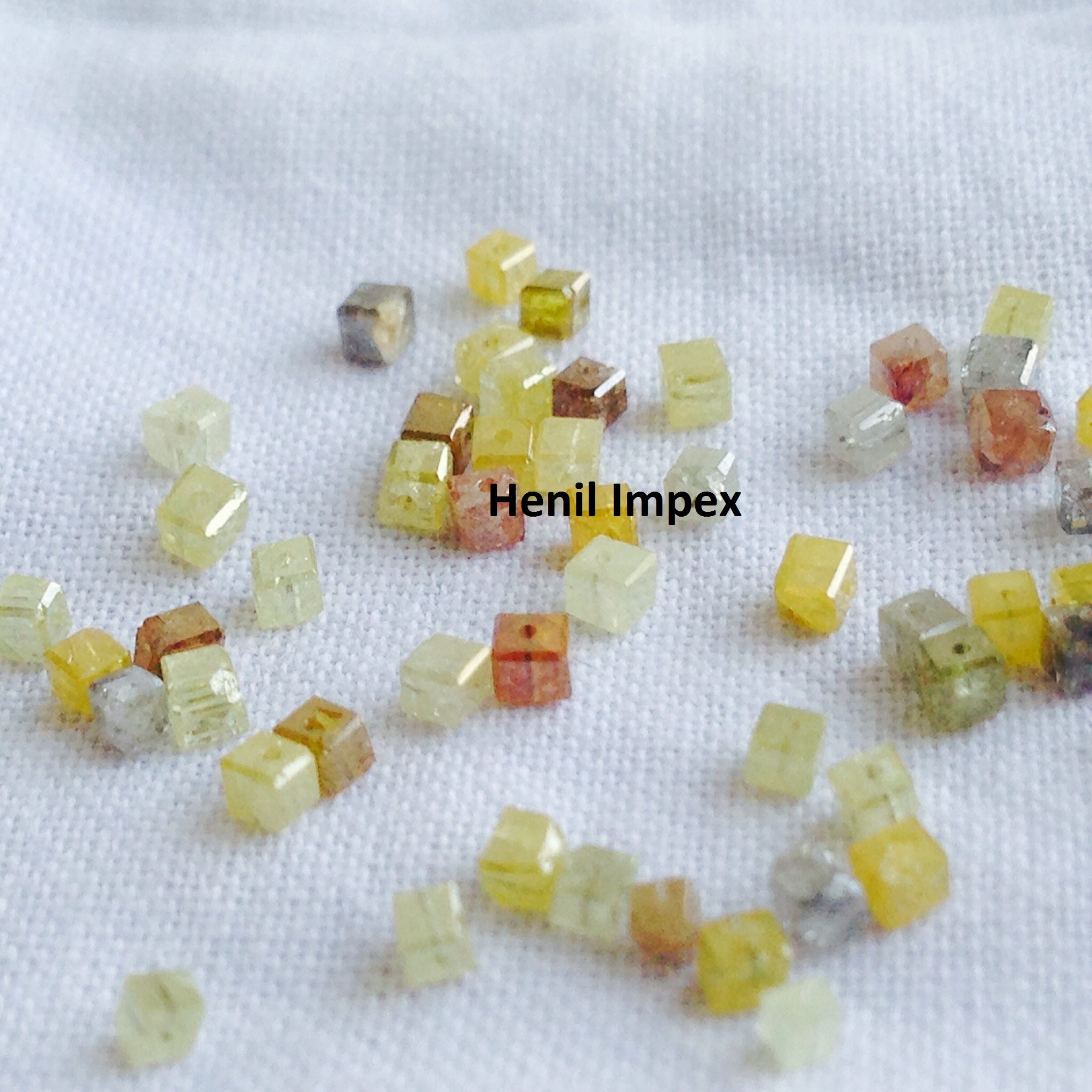 2.00 Carat Lot 2.00 to 3.00 MM Size Natural Mix Color Faceted Cube Loose Diamonds Beads with Drilled Hole