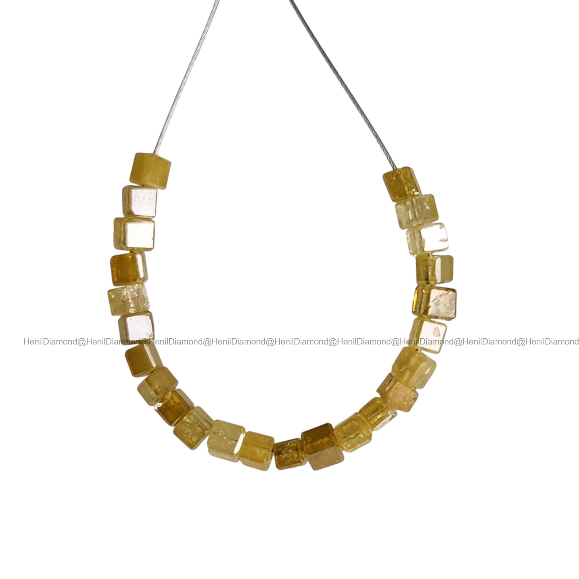 1.00 TCW Natural Yellow Faceted Cube Diamond Beads with Drilled Hole | 1.50–2.00 MM Sparkling Loose Diamonds for Jewelry Making