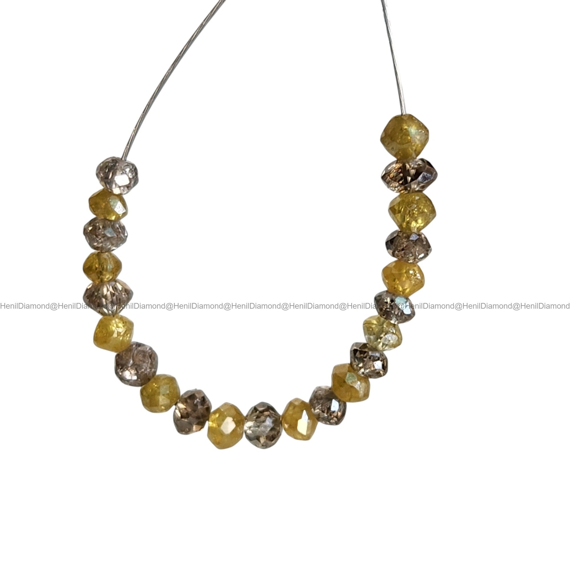 1.03 Ct Lot 1.50 to 2.00 MM Natural Yellow Brown Color Polished Round Loose Diamonds Beads wt Drilled Hole for Strand