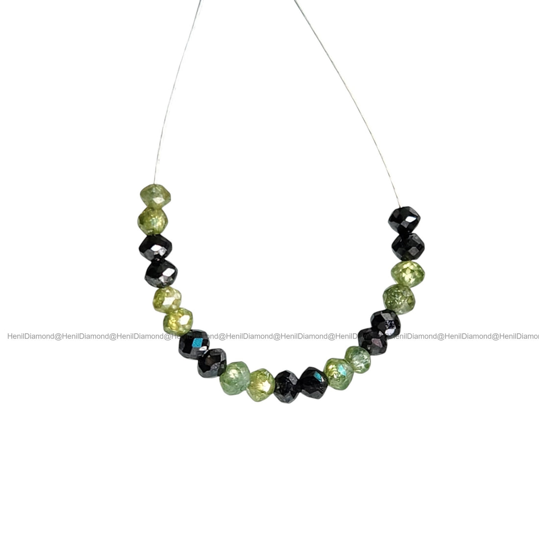 1.04 Ct Lot 1.50 to 2.00 MM Natural Green Black Polished Round Loose Diamonds Beads wt Drilled Hole for Bracelet