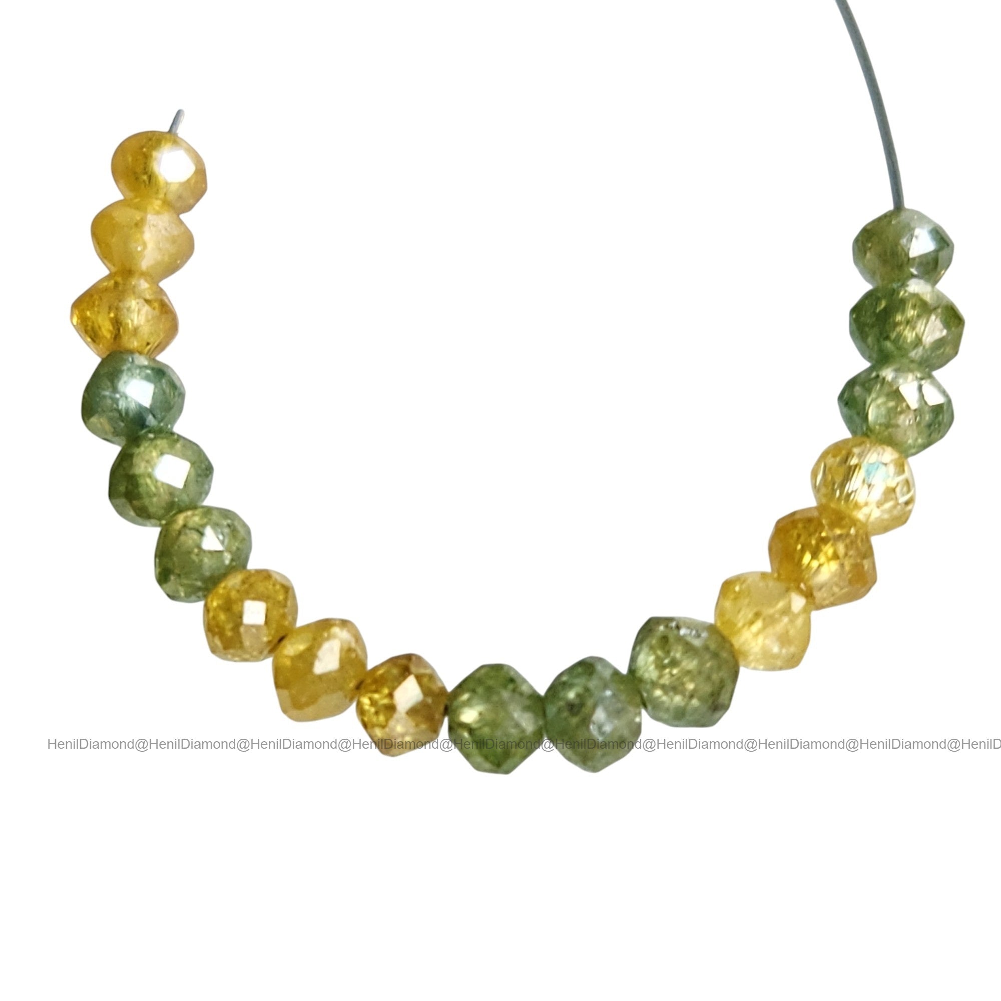 1.02 Ct Lot 1.50 to 2.00 MM Natural Green Yellow Polished Round Loose Diamonds Beads wt Drilled Hole for Jewelry