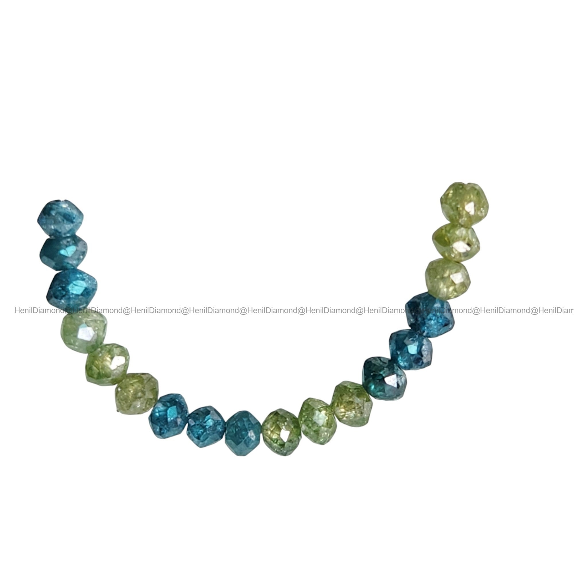1.02 Ct Lot 1.50 to 2.00 MM Natural Blue Green Color Polished Round Loose Diamonds Beads wt Drilled Hole for Strand