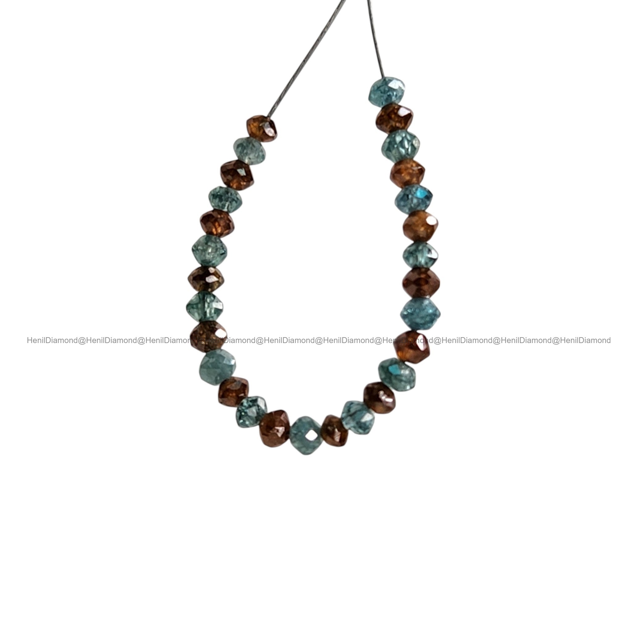 1.05 Ct Lot 1.50 to 2.00 MM Natural Blue Red Polished Round Loose Diamonds Beads wt Drilled Hole for Necklace