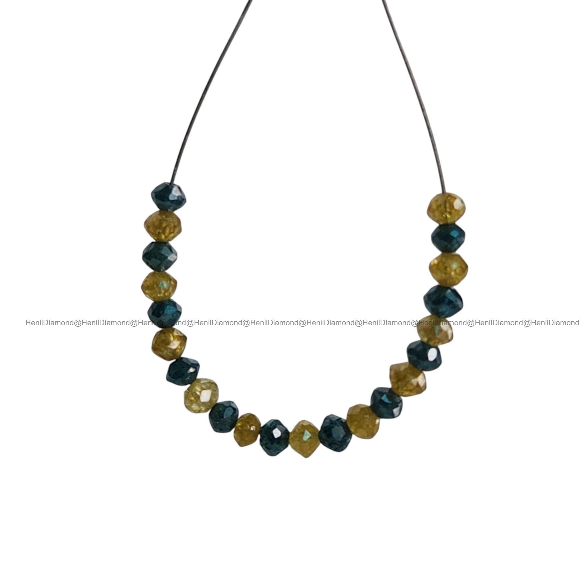 1.03 Ct Lot 1.50 to 2.00 MM Natural Yellow Blue Polished Round Loose Diamonds Beads wt Drilled Hole for String