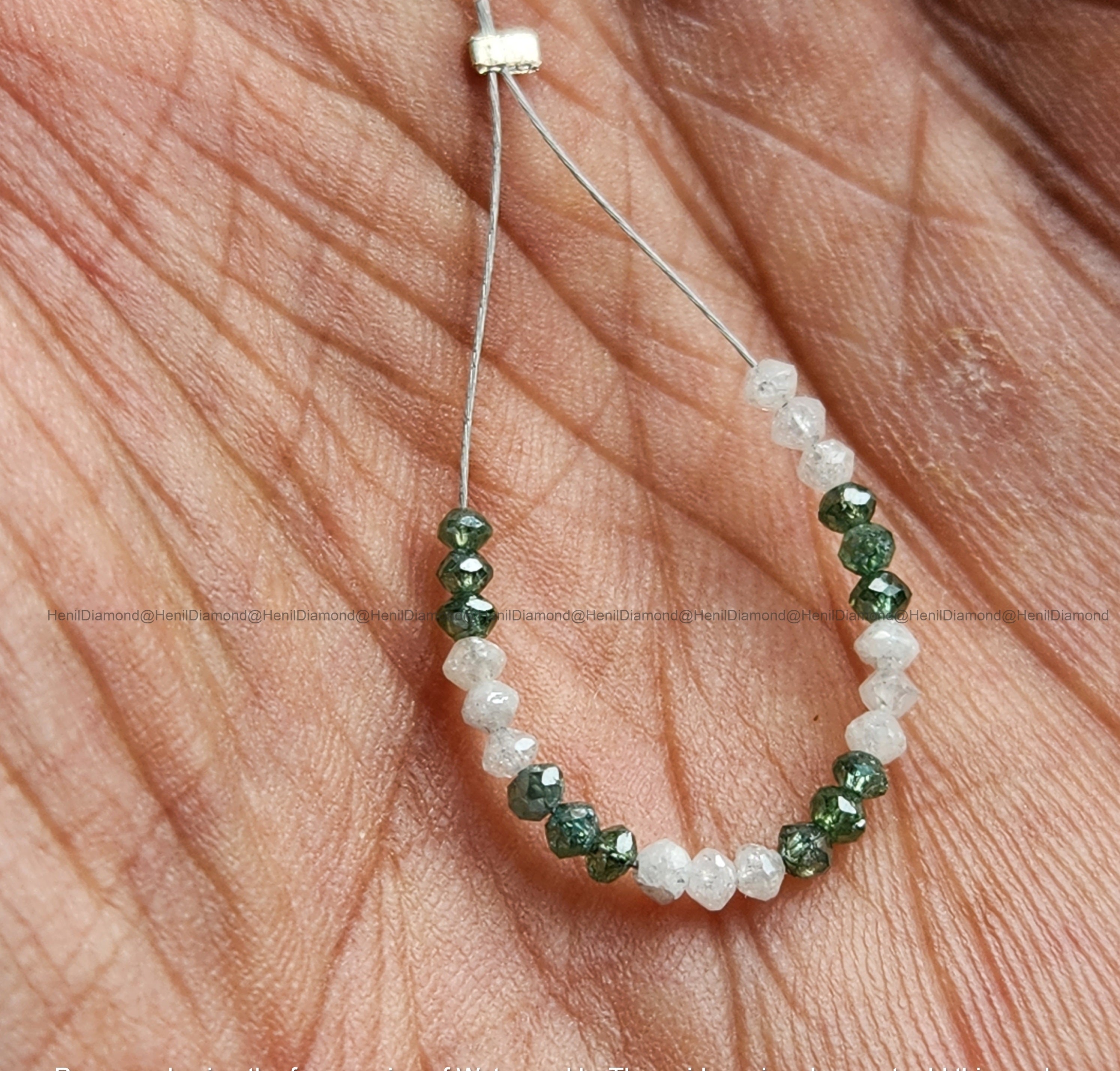 1.03 Ct Lot 1.50 to 2.00 MM Natural White Green Polished Round Loose Diamonds Beads wt Drilled Hole for making Jewelry