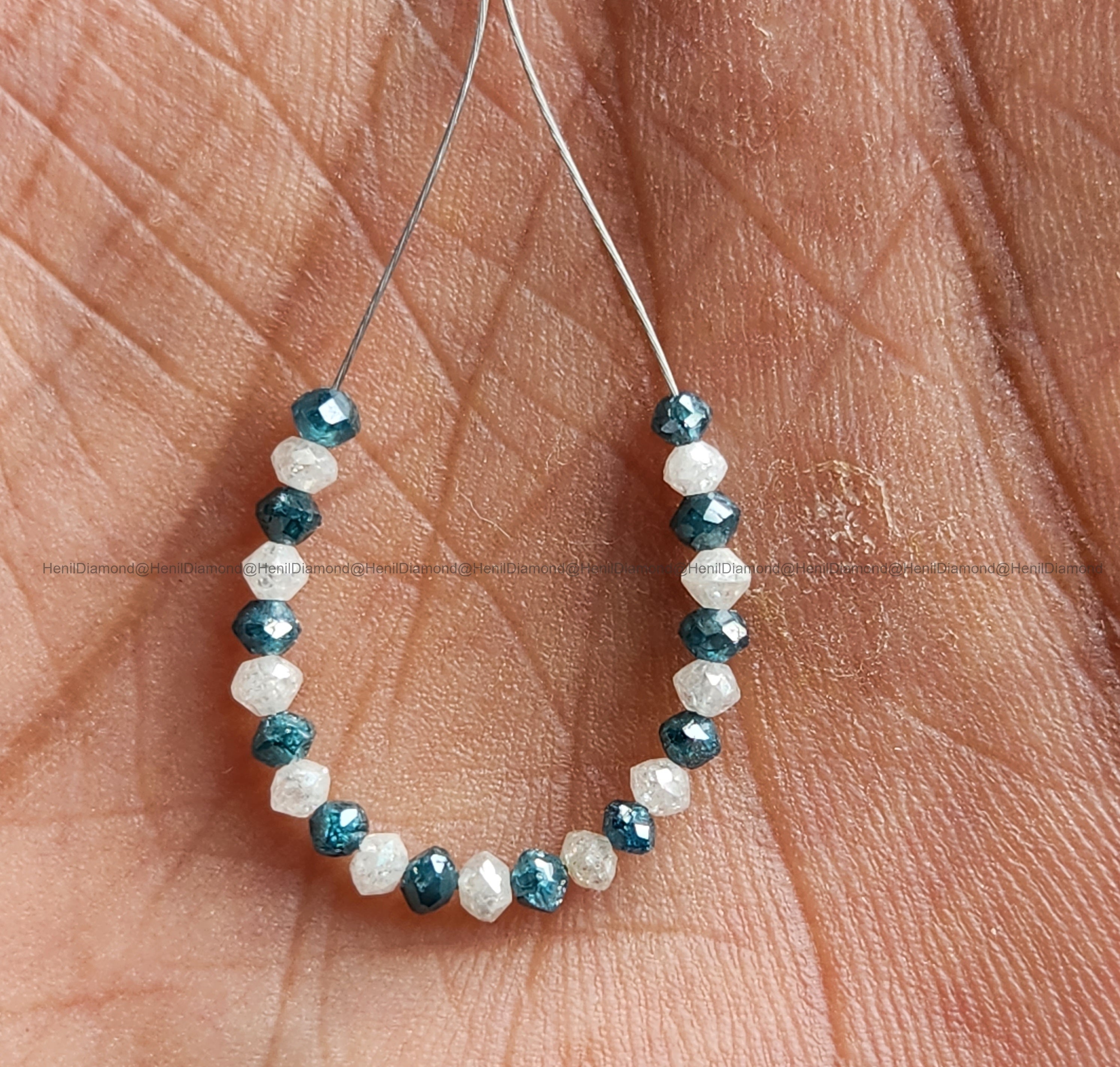 1.05 Ct Lot 1.50 to 2.00 MM Natural White Blue Polished Round Loose Diamonds Beads wt Drilled Hole for Jewelry Making