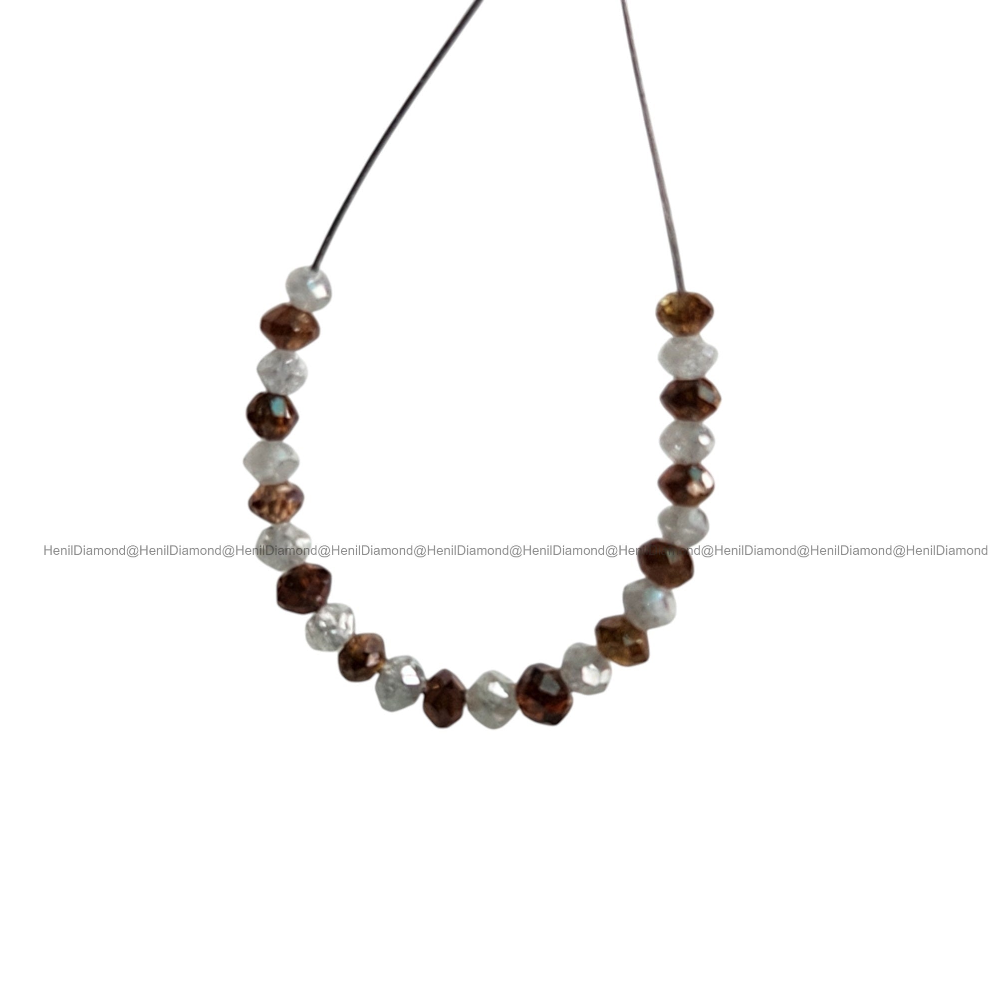 1.05 Ct Lot 1.50 to 2.00 MM Natural White Red Polished Round Loose Diamonds Beads wt Drilled Hole for String