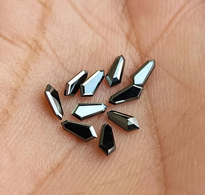 4.50 x 2.00 MM Natural Black Shield Loose Diamonds for Jewelry