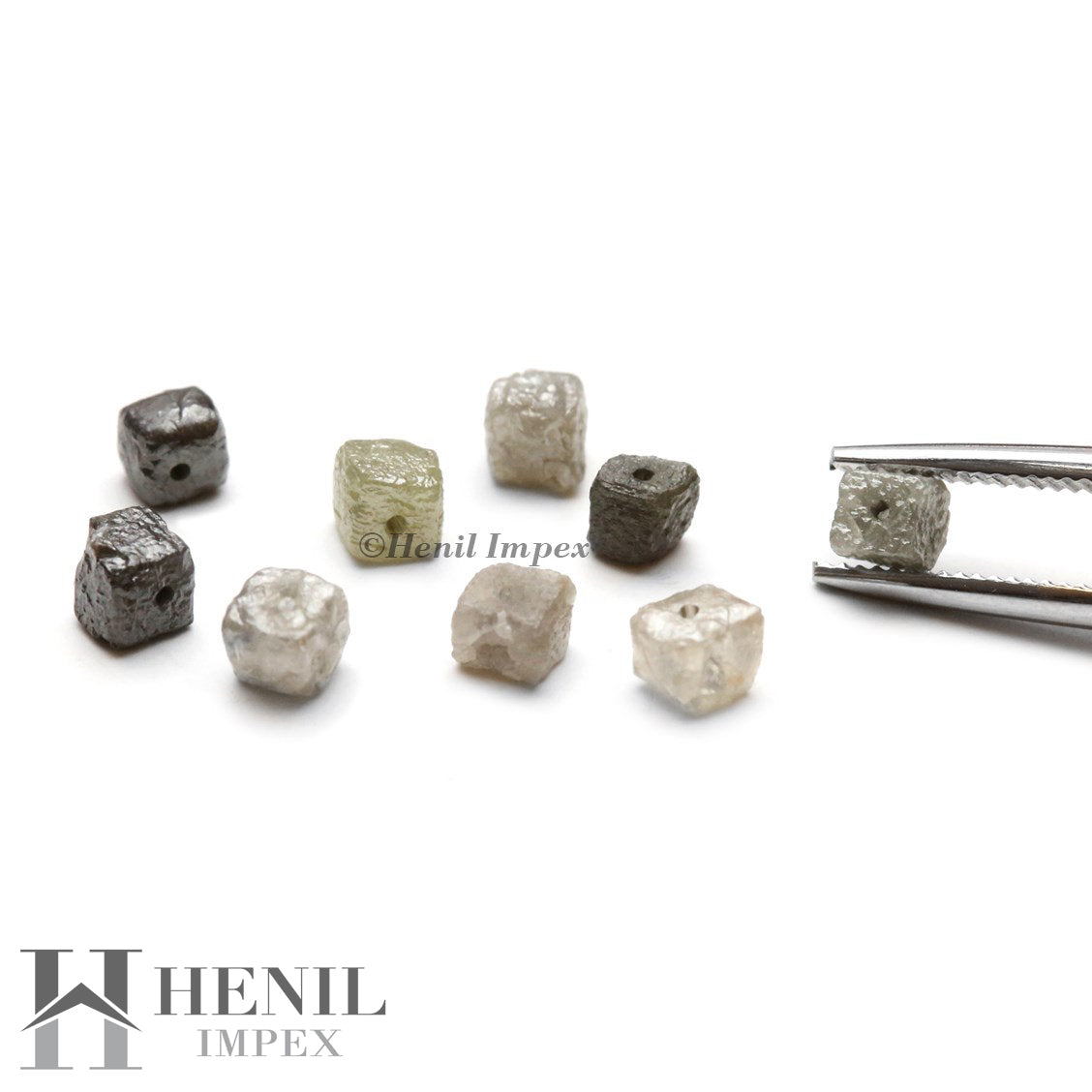 3.00-4.00 mm natural cube shape rough loose diamonds with drilled 1.00 MM hole beads 10 pcs. lot