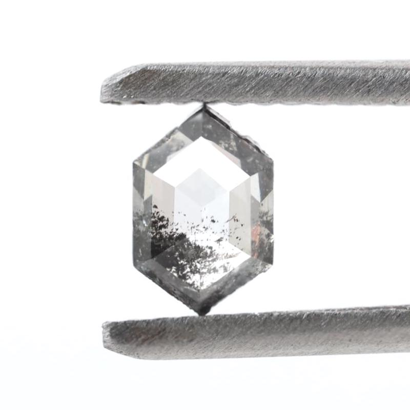 0.43 Ct Salt and Pepper Diamond, Natural Gray Hexagon Cut Loose Diamonds for Engagement Ring