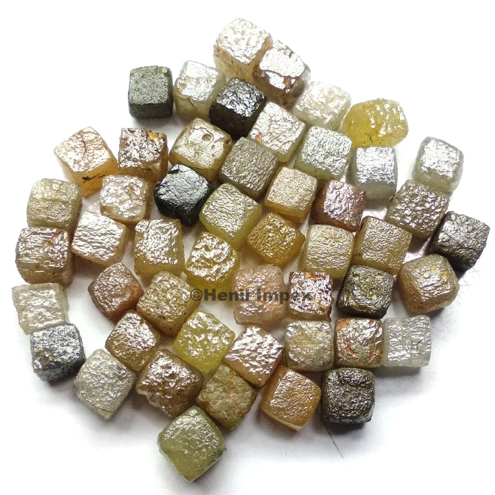 5.00 Ct 3.00-3.50 MM Natural Mix Color Cube Raw Rough Loose Diamond for Jewelry