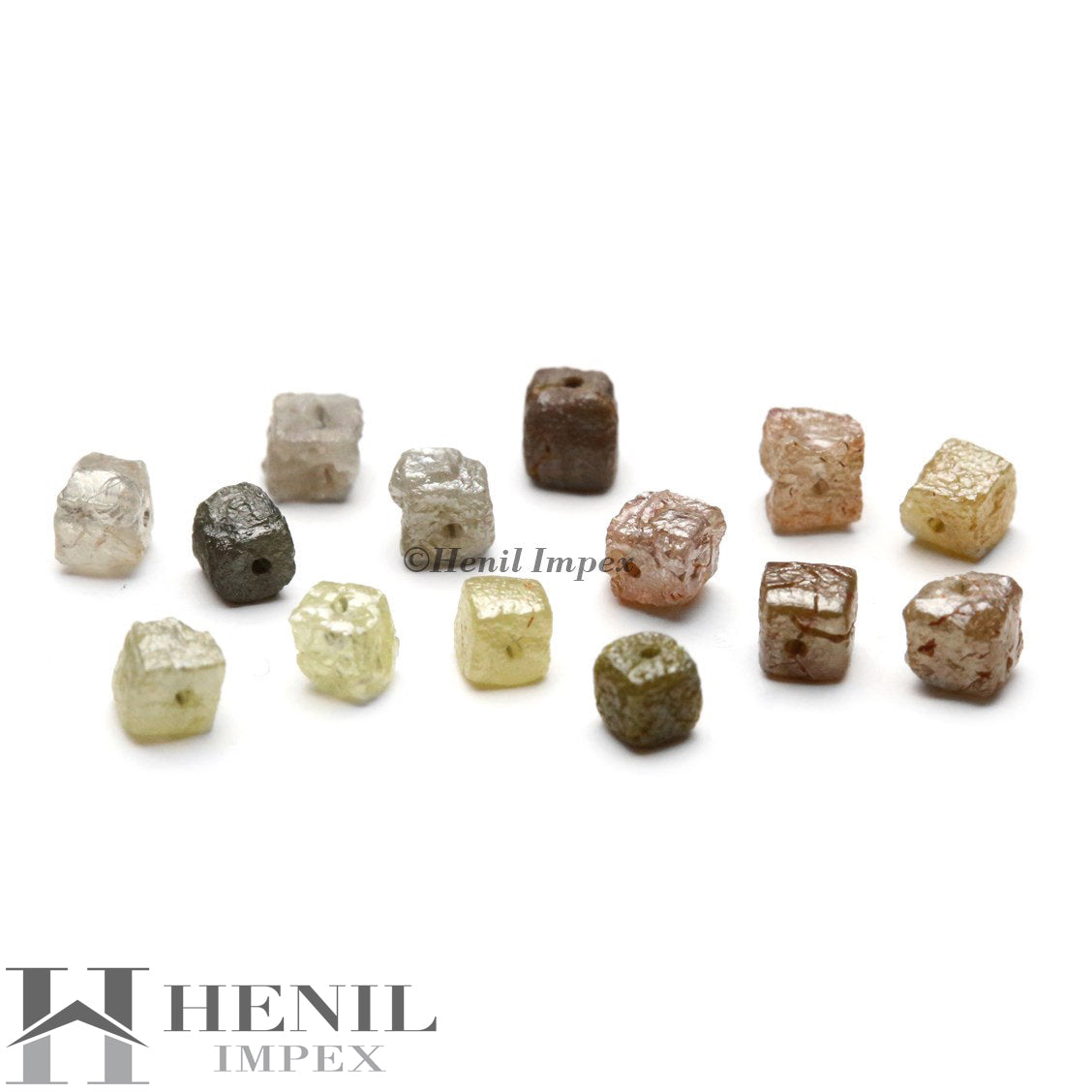 3.00-4.00 mm natural cube shape rough loose diamonds with drilled 1.00 MM hole beads 10 pcs. lot
