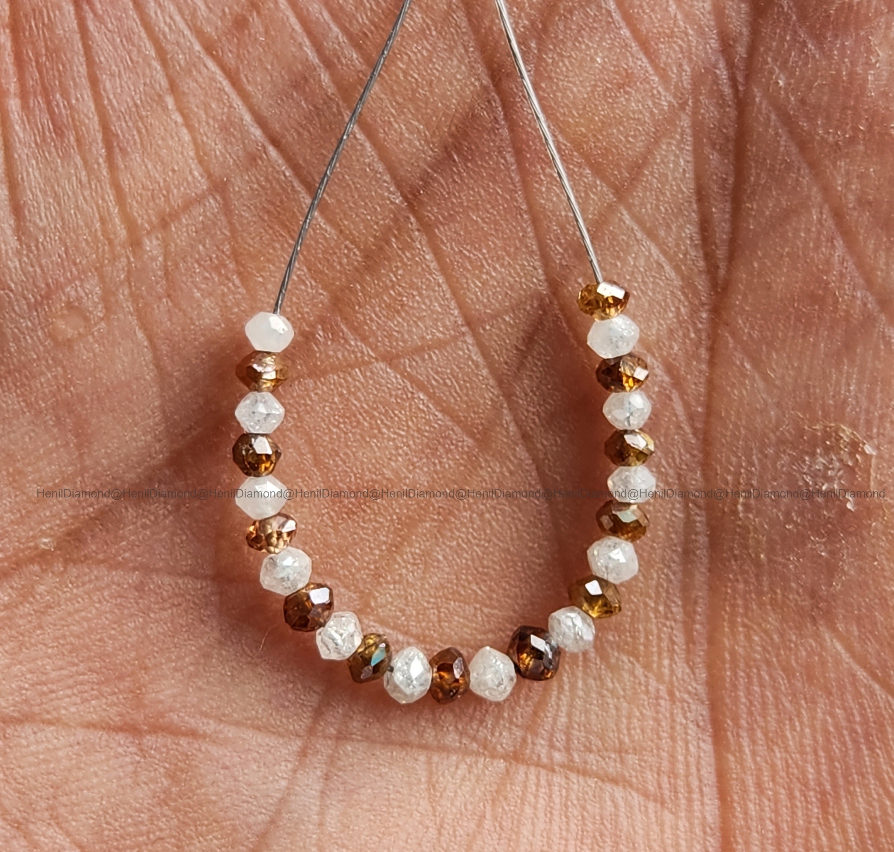 1.05 Ct Lot 1.50 to 2.00 MM Natural White Red Polished Round Loose Diamonds Beads wt Drilled Hole for String